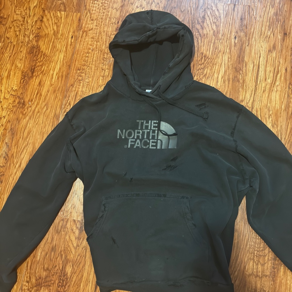 Thrifted distressed TNF hoodie
